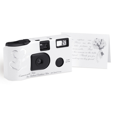 Twin Hearts in Silver 27-Exposure Wedding Camera for the Reception