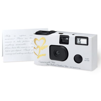 Twin Hearts in Gold 27-Exposure Wedding Camera for the Reception