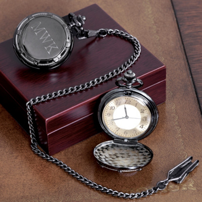 Personalized Gunmetal Pocket Watch for Groomsmen