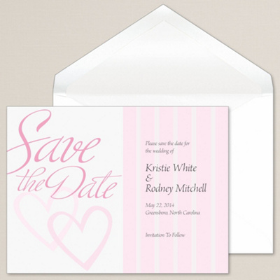 Pink Hearts Save-the-Date Card