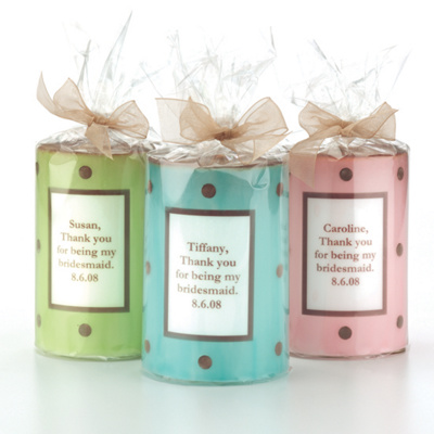 Bridesmaid  Groomsmen Gifts on Personalized Polka Dot Bridesmaid Gift Candles   Bridesmaid Gifts