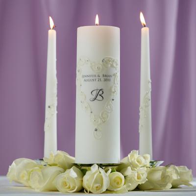 Lace and Crystals Wedding Unity Candle