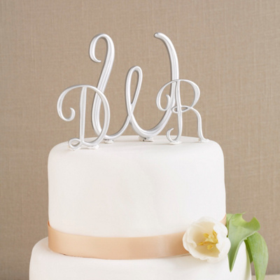 Silver Script Cake Top Initials