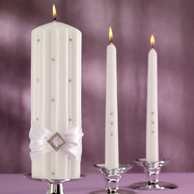 Lillian Rose Satin and “Diamonds” Unity Candle Set
