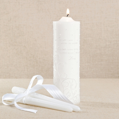 Scattered Pearl Candle Set with Quote