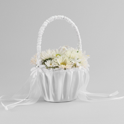 Silk and Daisy Flower Girl Basket