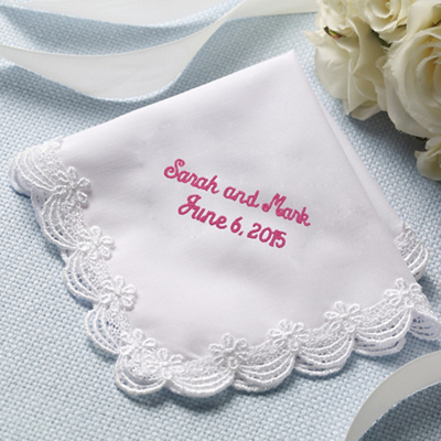 Embroidered Scalloped Lace Wedding Handkerchief