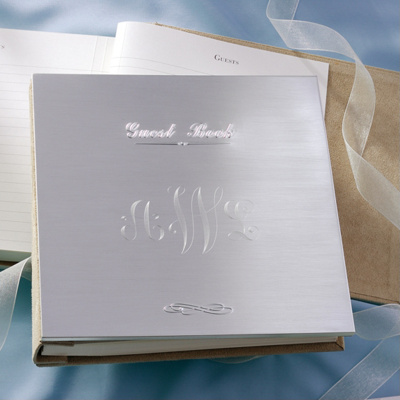 Sleek Silver Wedding Guest Book