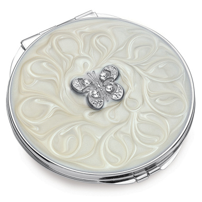 Compact Mirror with Butterfly Accent