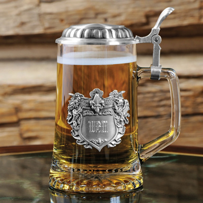 Engraved Medieval Glass Tankard for Groomsmen