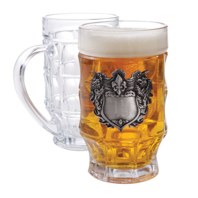 Glass Mug with Pewter Shield