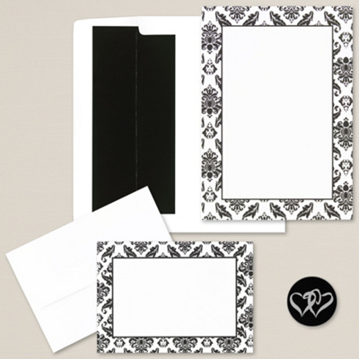 Black and White Damask DIY Invitation Kit