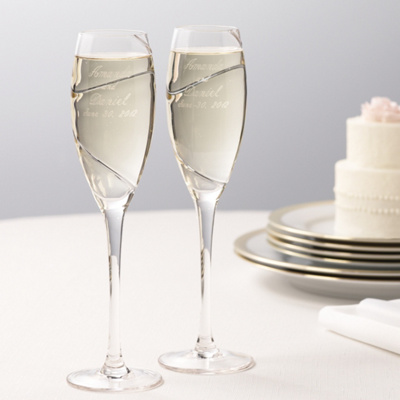 Platinum Swirl Wedding Toasting Flutes