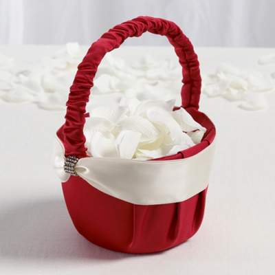 Red & Ivory Flower Girl Basket