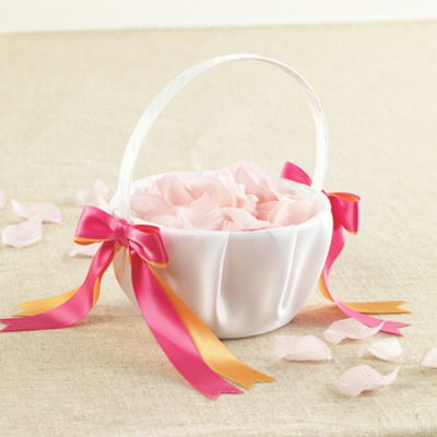 Fuchsia and Orange Darling Duo Flower Girl Basket