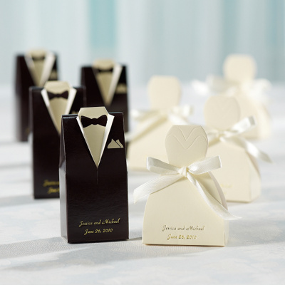 Sample Ivory Gown and Chocolate Tuxedo Favor Box You May Also Like