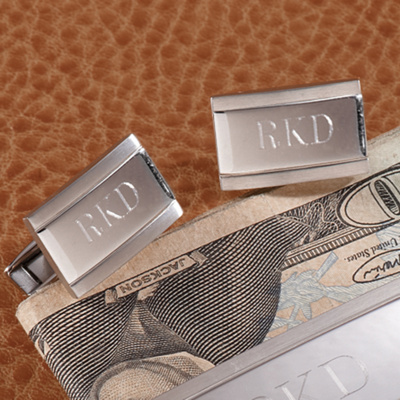 Engraved Stainless Steel Cufflinks for Groomsmen