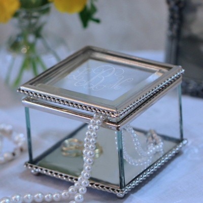 Engraved Square Glass Bridesmaid Keepsake Box