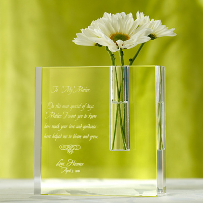 "To My Mother" Clear Crystal Bud Vase