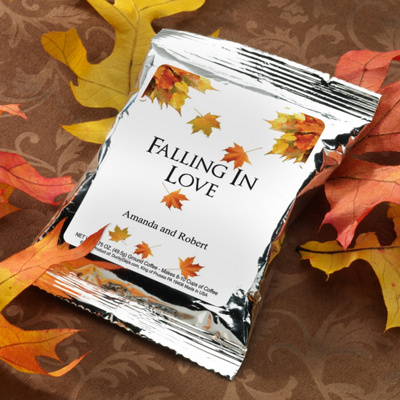 Personalized Autumn Themed Coffee Pack Wedding Favor
