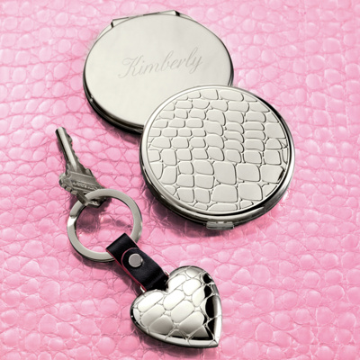 Crocodile Compact and Key Ring Set