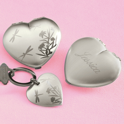 Dragonfly Heart Compact and Key Ring Set