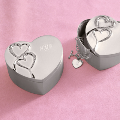 Twin Heart Personalized Wedding Keepsake Box