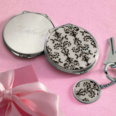 Damask Compact and Key Chain Set