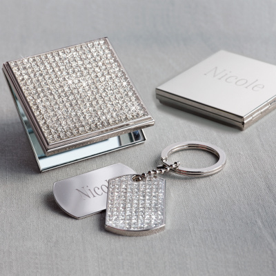 Square Glitter Compact and Keychain Set