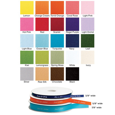 Personalized 5/8" Satin Wedding Ribbon 50 Yard Roll