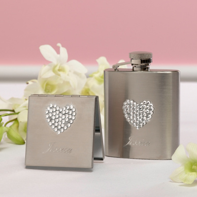 Heart Flask and Compact Gift Set