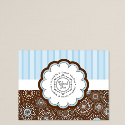 Brown and Blue Intricate Design Note Card Set