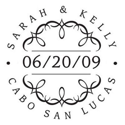 Classic Flourish Save-the-Date Personalized Stamp