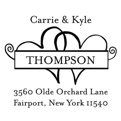 Twin Hearts Return Address Personalized Stamp - Exclusive