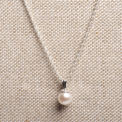 Suspended Freshwater Pearl Sterling Necklace