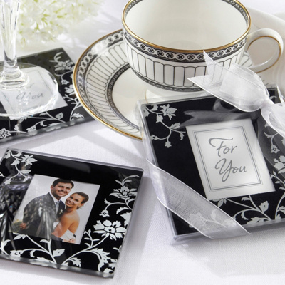 Floral Motif Black & White Coasters