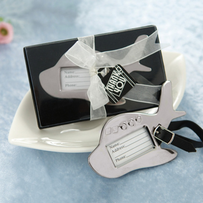 Luggage Tags Favors on Airplane Luggage Tag Wedding Place Card Holder Favor