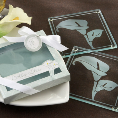 Calla Lilies Frosted Glass Coasters Wedding Favor