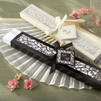 Luxurious Silk Fan in Laser Cut Box/Set of 4