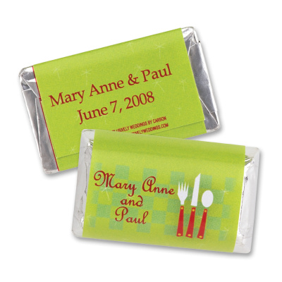Hershey's Mini Chocolate Bars with Personalized Wrappers Rehearsal Dinner Design