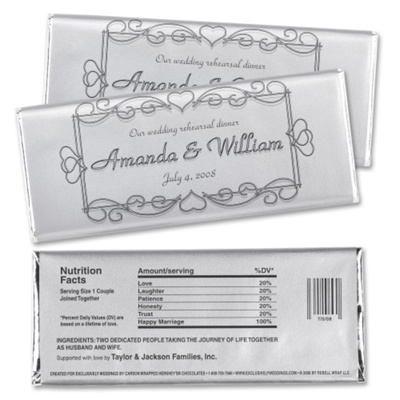 Hershey's Chocolate Bars with Personalized Wrappers Wedding Rehearsal Dinner
