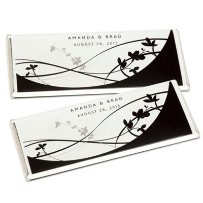 Hershey's® Black and White Floral Personalized Large Chocolate Bar Favor