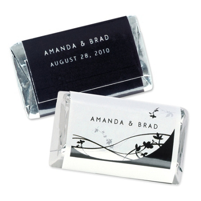 Hershey's® Black and White Floral Personalized Mini Chocolate Bar Favor