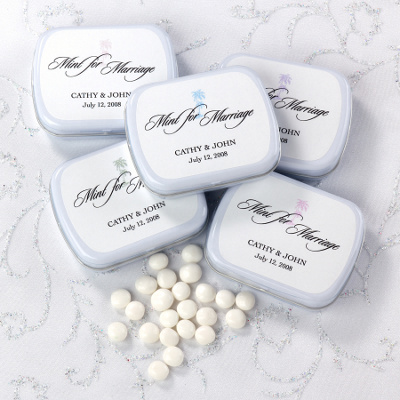 Personalized Mint Tin Wedding Favors Palm Trees