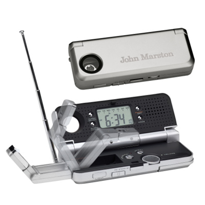 Travel Alarm Clock/Radio, Calendar and LED Book Light