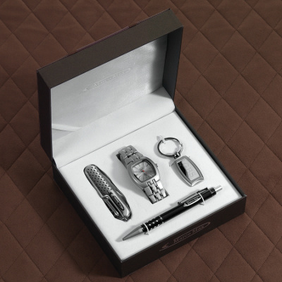 Four Piece Gift Set Watch, Knife, Key Ring and Ball Point Pen