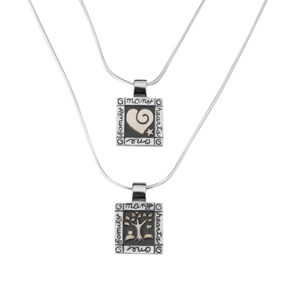 Blended Family Pendant Sterling Silver with 14K Gold Accents