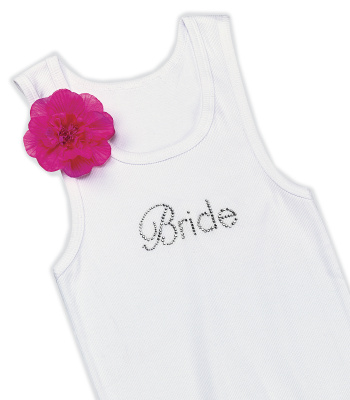 Bride's White Tank Top with Removable Flower