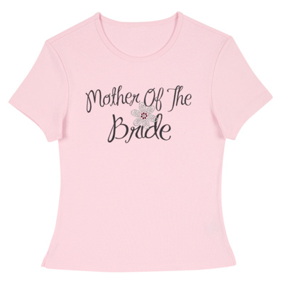 Mother of the Bride Pink Fitted T-Shirt with Sparkly Flower