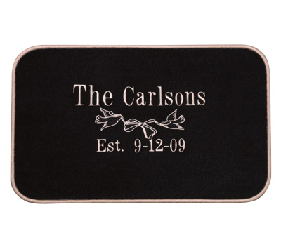 Personalized Door Mat with Doves and Bows Design